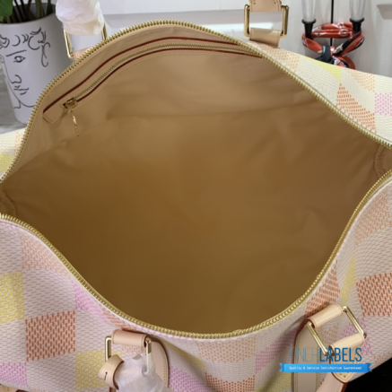 LV Keepall Bandoulière 45 (Peach Damierlicious Coated Canvas)