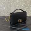 Valentino Garavani VLogo Signature Wallet With Chain (Black Grainy Calfskin)