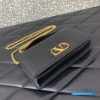 Valentino Garavani VLogo Signature Wallet With Chain (Black Grainy Calfskin)