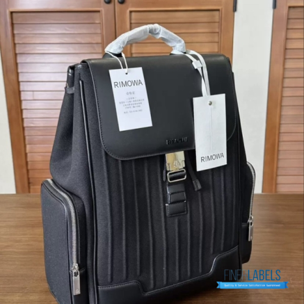 RIMOWA Never Still Flap Backpack Large (Black Canvas and Full-Grain Leather)