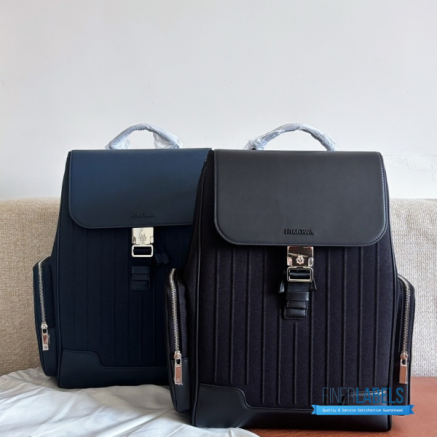 RIMOWA Never Still Flap Backpack Large (Black Canvas and Full-Grain Leather)