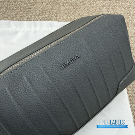 RIMOWA Never Still Leather Toiletry Bag (Anthracite Grey Grained Leather)