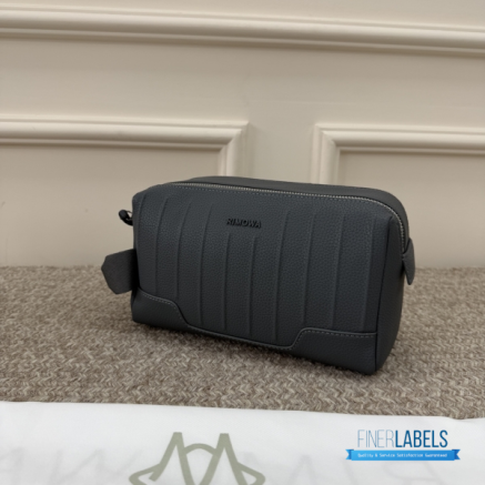 RIMOWA Never Still Leather Toiletry Bag (Anthracite Grey Grained Leather)