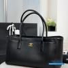 CHANEL Small Shopping Bag  (Black Smooth Calfskin & Gold-Tone Metal)