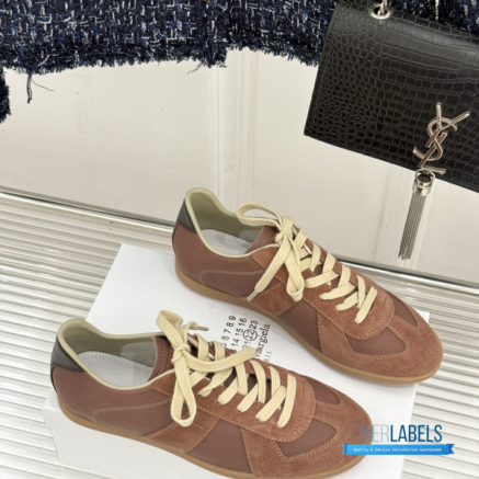 Maison Margiela Replica Leather and Suede Sneakers in Brown