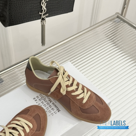Maison Margiela Replica Leather and Suede Sneakers in Brown