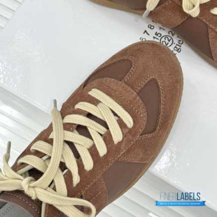 Maison Margiela Replica Leather and Suede Sneakers in Brown