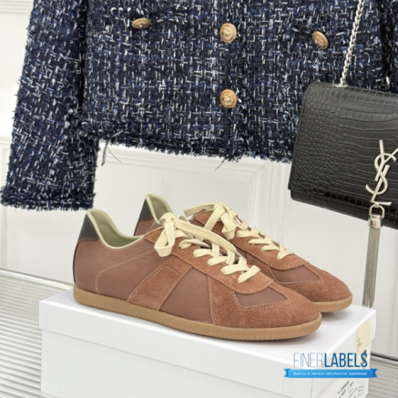 Maison Margiela Replica Leather and Suede Sneakers in Brown