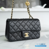 CHANEL Mini Square Pearl Crush Flap Bag (Black Quilted Lambskin & Aged Gold-Tone Hardware)