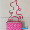 CHANEL Small Rectangular Vanity Case with Top Handle (Fuchsia Quilted Lambskin & Gold-Tone Hardware)