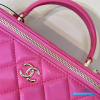 CHANEL Small Rectangular Vanity Case with Top Handle (Fuchsia Quilted Lambskin & Gold-Tone Hardware)