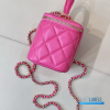 CHANEL Small Rectangular Vanity Case with Top Handle (Fuchsia Quilted Lambskin & Gold-Tone Hardware)