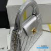 CHANEL Nano Kelly Shopper Bag (Metallic Silver Calfskin & Light Gold Hardware)