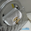CHANEL Nano Kelly Shopper Bag (Metallic Silver Calfskin & Light Gold Hardware)