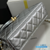 CHANEL Nano Kelly Shopper Bag (Metallic Silver Calfskin & Light Gold Hardware)