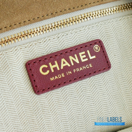 CHANEL Small Neo Cabas Shopping Bag (Dark Beige Suede & Gold-Tone Hardware)
