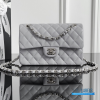 CHANEL Classic Medium Double Flap Bag (Grey Quilted Caviar Grained Calfskin & Silver-Tone Hardware)