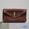 YSL Loulou Puffer Small, One Size (Cinnamon Brown Suede & Bronze-Tone Hardware)