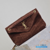 YSL Loulou Puffer Small, One Size (Cinnamon Brown Suede & Bronze-Tone Hardware)