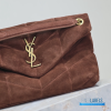 YSL Loulou Puffer Small, One Size (Cinnamon Brown Suede & Bronze-Tone Hardware)