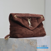 YSL Loulou Puffer Small, One Size (Cinnamon Brown Suede & Bronze-Tone Hardware)