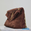 YSL Loulou Puffer Small, One Size (Cinnamon Brown Suede & Bronze-Tone Hardware)