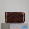 YSL Loulou Puffer Small, One Size (Cinnamon Brown Suede & Bronze-Tone Hardware)