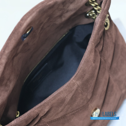 YSL Loulou Puffer Small, One Size (Cinnamon Brown Suede & Bronze-Tone Hardware)