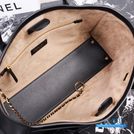 Chanel Archetype Small Shopping Tote (Black Calfskin)