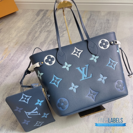 Louis Vuitton Neverfull MM (Dégradé Bleu Monogram Giant Empreinte Leather)