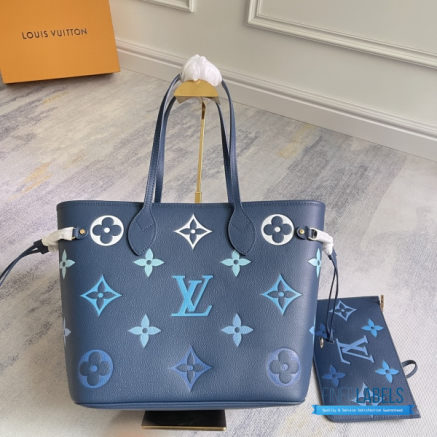 Louis Vuitton Neverfull MM (Dégradé Bleu Monogram Giant Empreinte Leather)