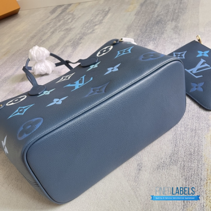 Louis Vuitton Neverfull MM (Dégradé Bleu Monogram Giant Empreinte Leather)
