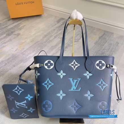 Louis Vuitton Neverfull MM (Dégradé Bleu Monogram Giant Empreinte Leather)