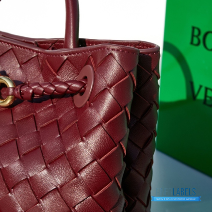 BV Small Andiamo Bag (Barolo Dark Burgundy Intrecciato Lambskin)