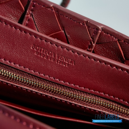 BV Small Andiamo Bag (Barolo Dark Burgundy Intrecciato Lambskin)