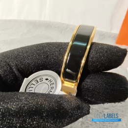 QC Hermès Clic Clac H Black Enamel Bracelet