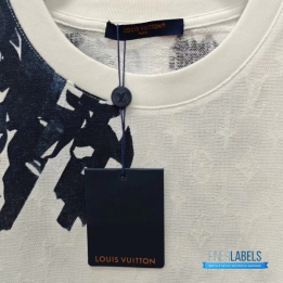 QC Louis Vuitton White Plant Flower Embroidery T-shirt
