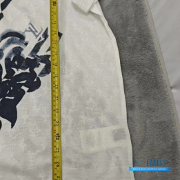 QC Louis Vuitton White Plant Flower Embroidery T-shirt