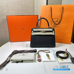 QC Hermes Kelly 25 Bag Black