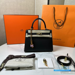 QC Hermes Kelly 25 Bag Black