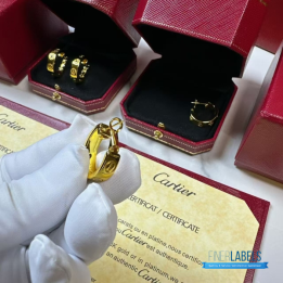 QC Cartier Love Hoop Diamond Earrings (Yellow)