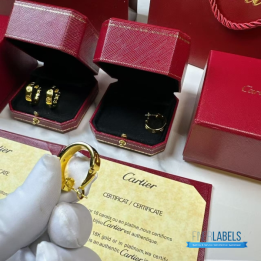 QC Cartier Love Hoop Diamond Earrings (Yellow)