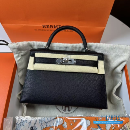 QC Hermes Goatskin Kelly 20 (Mini Black)