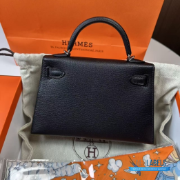 QC Hermes Goatskin Kelly 20 (Mini Black)
