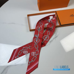 QC Hermès Silk C'est la Fete Twilly in Rose Bonbon and Orange
