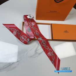 QC Hermès Silk C'est la Fete Twilly in Rose Bonbon and Orange
