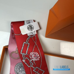 QC Hermès Silk C'est la Fete Twilly in Rose Bonbon and Orange