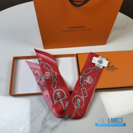 QC Hermès Silk C'est la Fete Twilly in Rose Bonbon and Orange