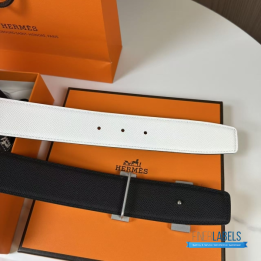 QC Hermès Constance H Belt White and Black