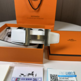 QC Hermès Constance H Belt White and Black